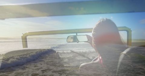 Duality of Beach Adventure Road Trip Concept Overlay