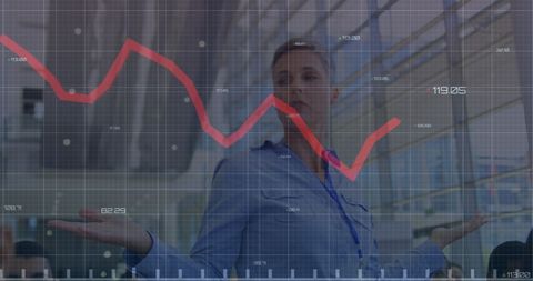 Businesswoman Discussing Market Trends with Digital Chart Overlay - Download Free Stock Images Pikwizard.com