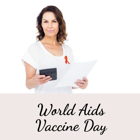 world aids vaccine day woman holding calculator and papers - Download Free Stock Templates Pikwizard.com