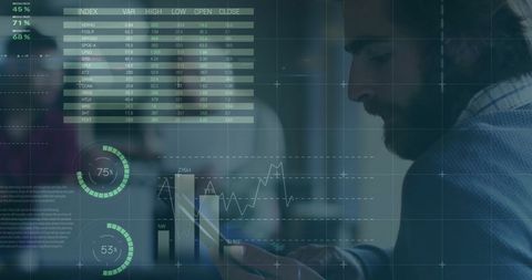 businessman analyzing digital financial graphs on tablet - Download Free Stock Images Pikwizard.com