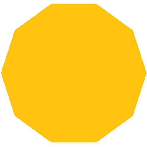 Yellow Decagon on Transparent Background for Design and Mockup