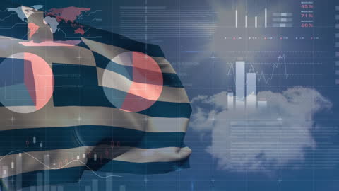 Global Business Data Processing Over Greek Flag
