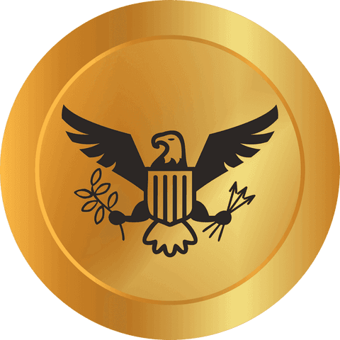 Heraldic eagle gold coin on transparent background