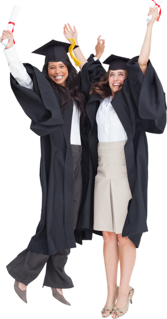 Two Women Graduates Transparent Background Celebrating with Joy - Download Free Stock Videos Pikwizard.com