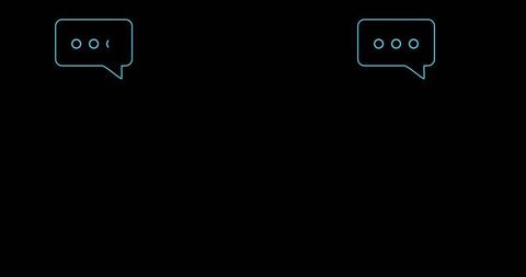 Neon cyan chat bubbles hovering top corners black minimal ui canvas for messaging mockup