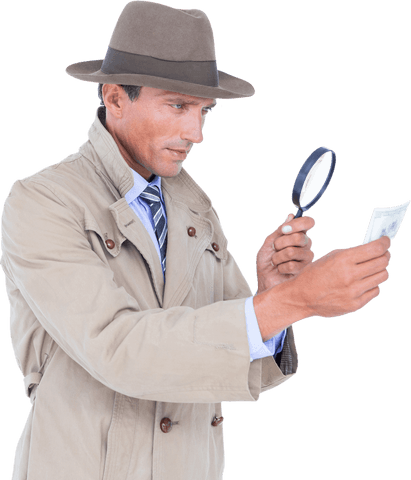 transparent detective analyzing evidence with magnifying glass - Download Free Stock Videos Pikwizard.com