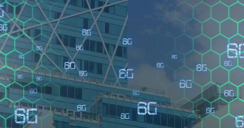 Digital 6G Connectivity with Cityscape Background - Download Free Stock Images Pikwizard.com