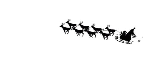 Black Silhouette of Santa Claus in Sleigh Pulled by Reindeer on White Background - Download Free Stock Images Pikwizard.com