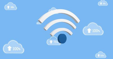 Wireless Connectivity Concept with Data Transfer in Digital Clouds - Download Free Stock Images Pikwizard.com