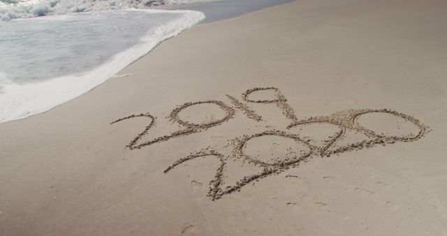 Sandy Beach 2020 New Year Sand Writing - Download Free Stock Images Pikwizard.com