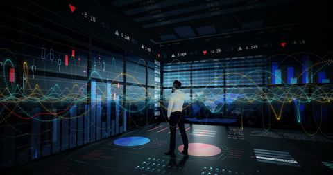 Businessman Analyzing Complex Data in Futuristic Tech Room - Download Free Stock Images Pikwizard.com