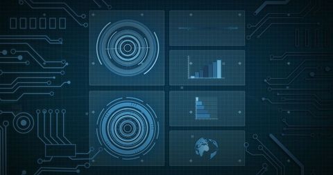 Futuristic Digital Interface with Data Visualizations and Grid Charts - Download Free Stock Images Pikwizard.com