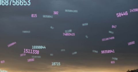Floating Digital Numbers Over Urban Skyline at Dusk - Download Free Stock Images Pikwizard.com