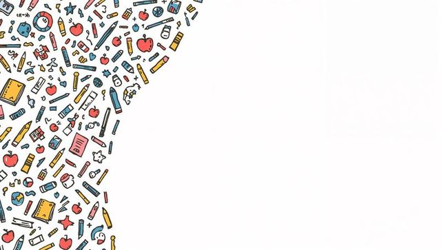 Creative school supplies doodle border with copy space