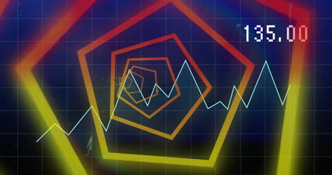 Dynamic Financial Data Animation with Neon Highlights