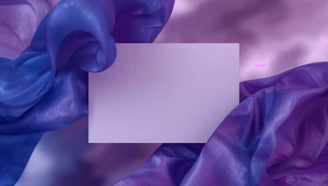 Blank Lavender Card with Flowing Blue and Purple Drapes