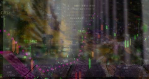 Digital Data Analysis with Abstract Candlestick Charts Overlay