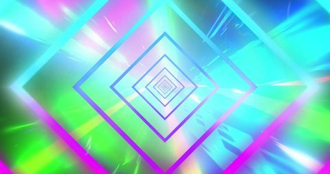 Vibrant Neon Intersection with Dynamic Light Trails in Motion