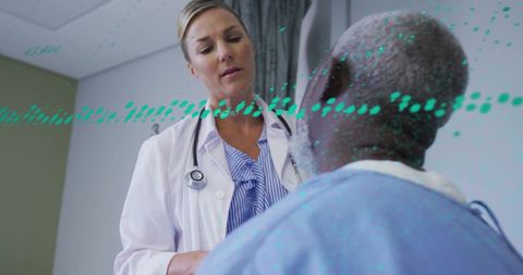 Doctor Engaging with Elderly Patient in Modern Hospital