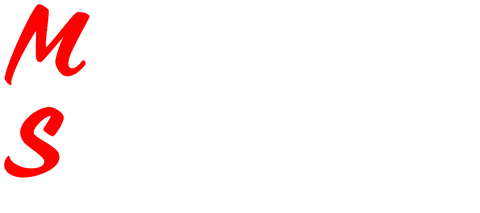 Transparent marketing strategy text with bold red initials