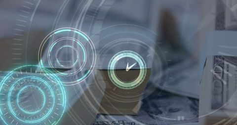 Digital Clock Interface Overlapping Currency Notes - Download Free Stock Images Pikwizard.com