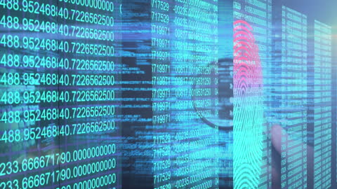 Animated Data and Fingerprint with Magnifying Glass