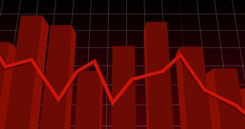 Fluctuating Financial Graph with Red Trend Line Display - Download Free Stock Images Pikwizard.com
