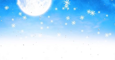 Glowing Winter Snowfall with Full Moon Background