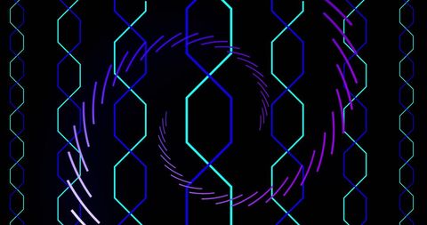 Neon Geometric Shapes on Dark Background with Futuristic Glow - Download Free Stock Images Pikwizard.com