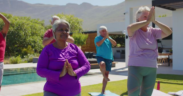 Senior Adults Practicing Yoga Outdoors in Relaxing Group Session - Download Free Stock Images Pikwizard.com