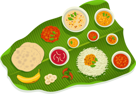 traditional vegan indian feast on banana leaf in flat design - Download Free Stock Videos Pikwizard.com