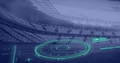 Futuristic digital interface in sport stadium environment