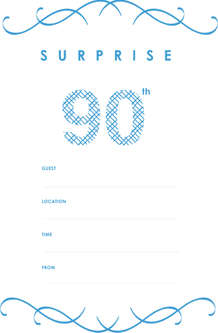 Transparent blue 90th birthday invitation mockup