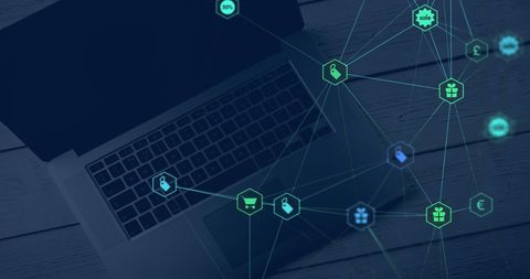 Laptop and network connections interface concept
