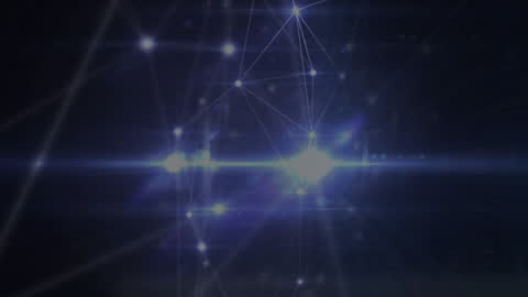 Dynamic Blue Network Connections on Black Background