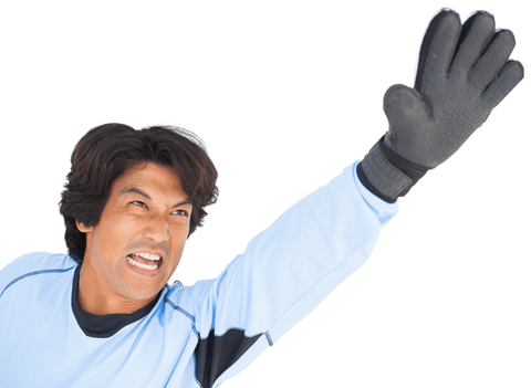 Transparent Goalkeeper Raising Arm for Save Gesture