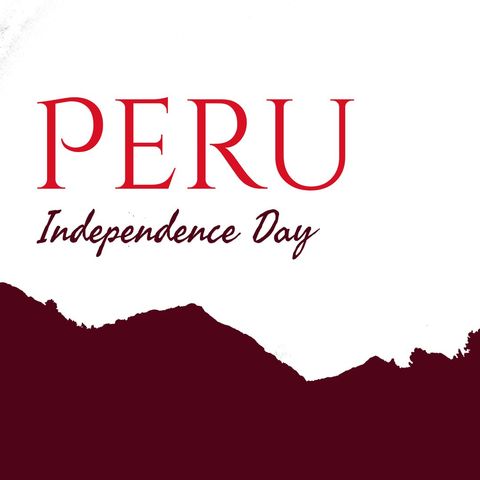 Peru independence day celebration with mountain silhouette