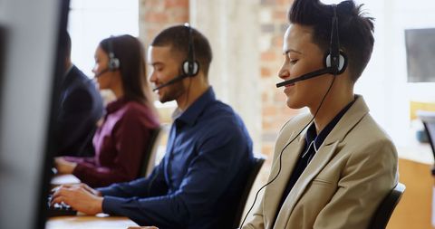 Diverse Team of Call Center Employees Providing Customer Support - Download Free Stock Images Pikwizard.com