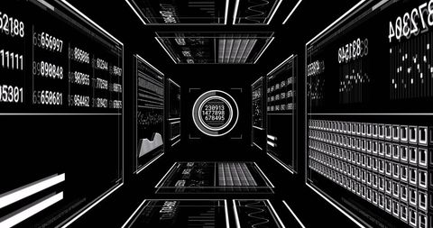 Futuristic Data Processing Interface on Black Background - Download Free Stock Images Pikwizard.com