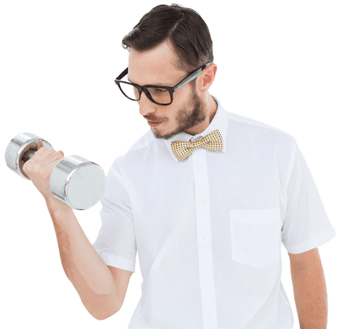 transparent geeky professional with dumbbell in office attire - Download Free Stock Videos Pikwizard.com
