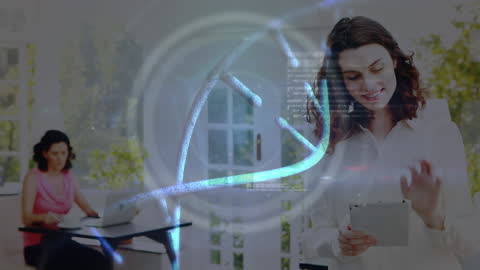 Female Doctors Analyzing Data in Futuristic Medical Setting