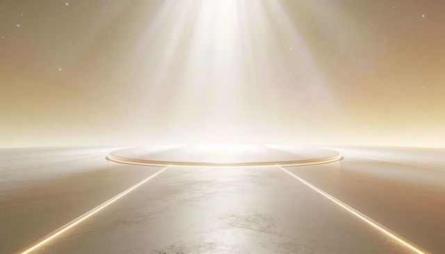 Featuring Glowing Circular Podium with Rim Lighting and Spotlight Haze for Product Display