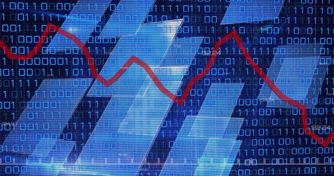 Digital Binary Code Finance Concept with Graphs
