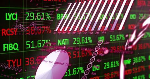 Digital stock market data visualization with robotic hand