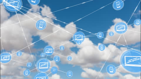 Digital Network Connections Against Cloudy Sky Background