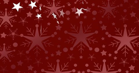 Festive Falling Stars and Red Snowflake Background