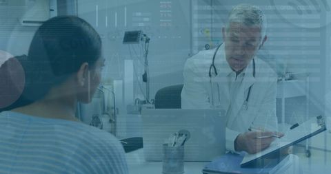 doctor consulting patient integrated with data analysis technology - Download Free Stock Images Pikwizard.com