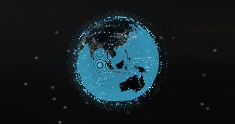 Glowing Digital Connections around Spinning Globe on Dark Background - Download Free Stock Images Pikwizard.com