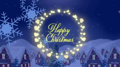 Festive Christmas Animation with Fairy Lights and Snowfall