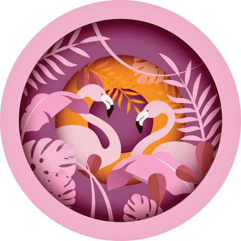 transparent illustration of flamingos with pink foliage design - Download Free Stock Videos Pikwizard.com